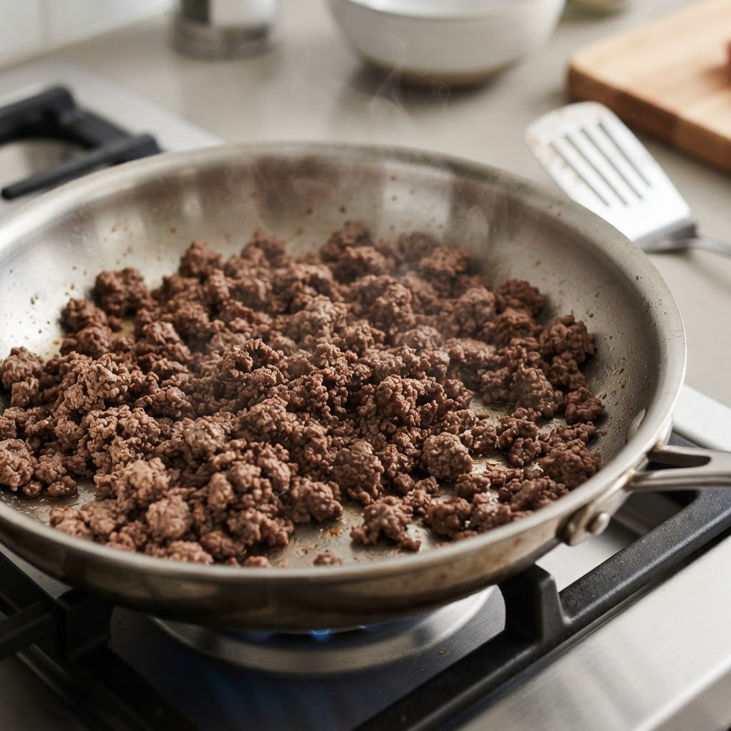 Carne moída magra cozida e sem temperos para cachorro