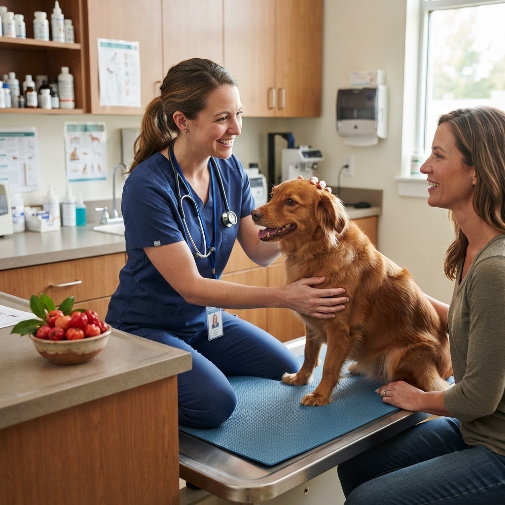 Veterinária orienta tutor sobre cuidados ao oferecer pitanga ao cachorro